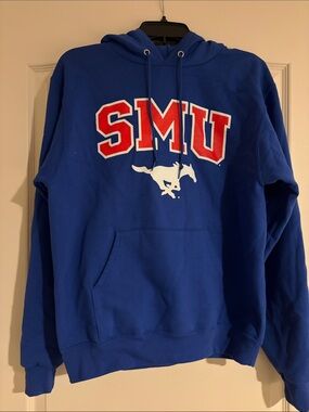 SMU champion Royal Blue Pullover Hoodie with Red Lettering